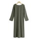 thumbnail image 4 of Gibobby Vestido de verano casual para mujer Vestido casual retro literario sólido de manga larga con cuello en O para mujer con bolsillos(Verdemilitary,G), 4 of 5