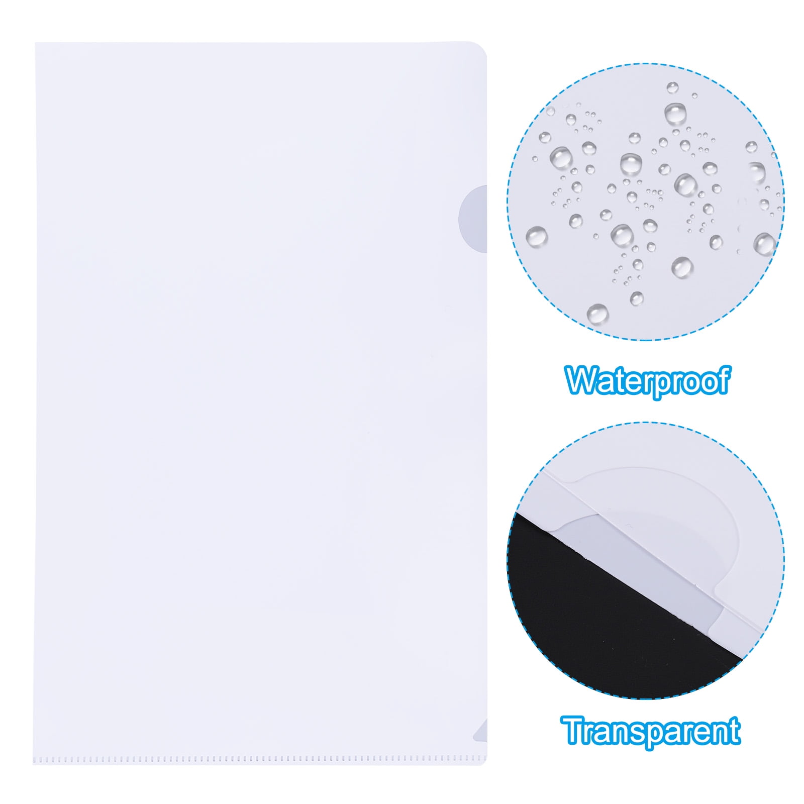 Uxcell L Type Folders 30 Pack A4 Plastic File Project Pockets Clear Paper Document Jacket Sleeves White