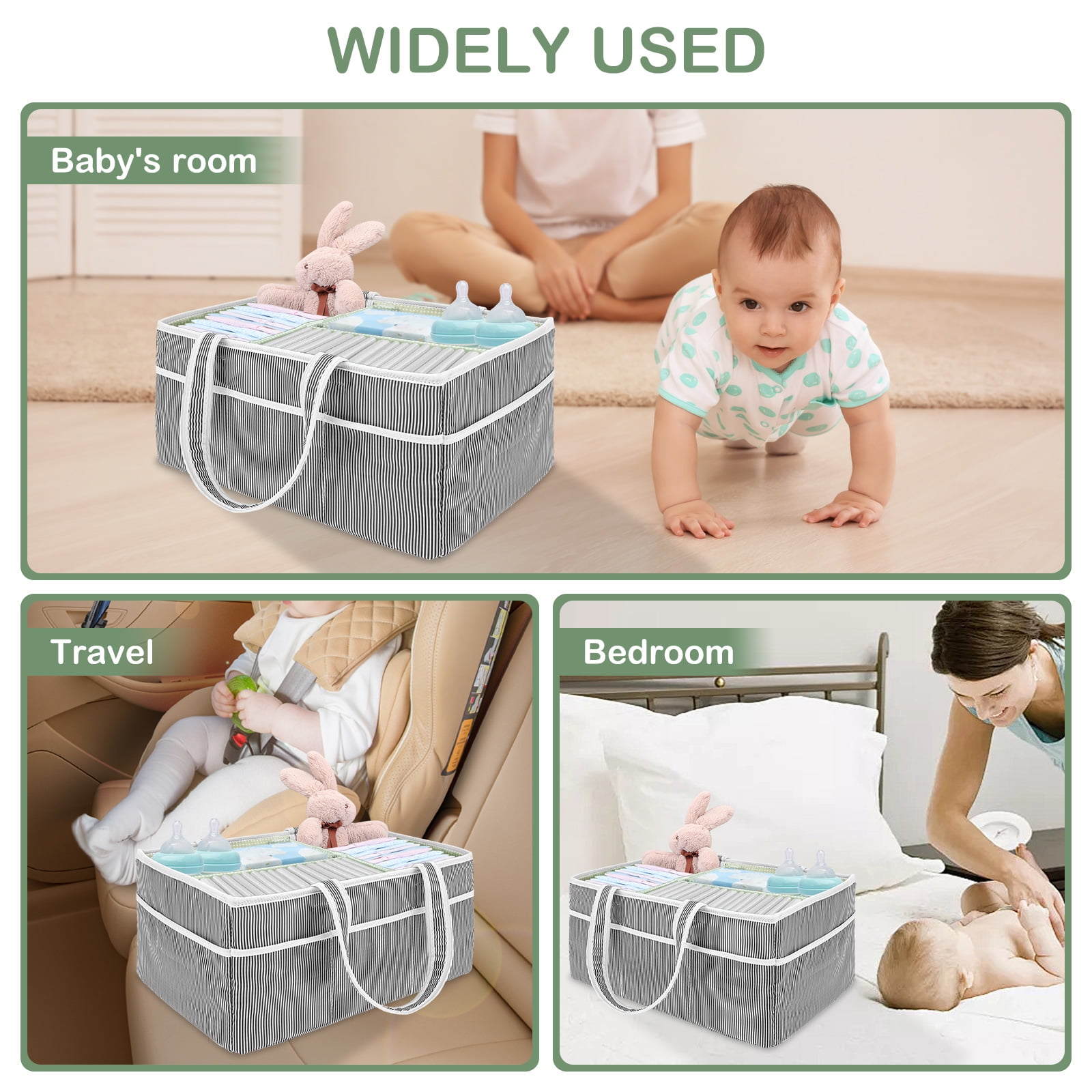 FKSZLL Baby Diaper Caddy Organizer Portable Nursery Storage Basket with Handle for Changing Table Newborn Essentials Baby Shower Presents and Registry Must Haves
