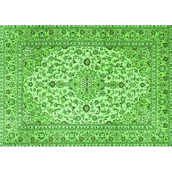 Ahgly Company Indoor Rectangle Medallion Green Traditional Area Rugs, 2' x 5'