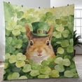 thumbnail image 4 of Happy Squirrel Welcome St Patrick's Day Lucky Shamrocks Clover Quilt Blanket Pet Small Animal Lover Cozy Comforter Throw Blanket - 22001, 4 of 5