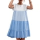 thumbnail image 5 of Vestido De Color De Contraste Vestido De Empalme De Color De Contraste Vestido Clásico De Una Pieza Con Puños Con Volantes Lavable A Máquina Para Verano Azul S ANGGREK  Ropa, 5 of 5