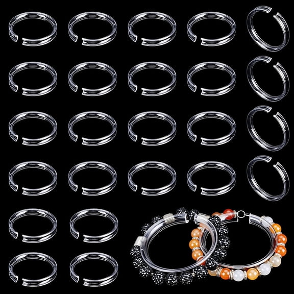 24Pcs Acrylic Bracelet Displays Stands 2.24Inch Round Bracelet Display Ring Loop Holders Bangle Organizer Rack Transparent Shelves Jewelry Holder