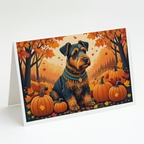 Airedale Terrier Fall Greeting Cards and Envelopes Pack of 8 7 in x 5 in