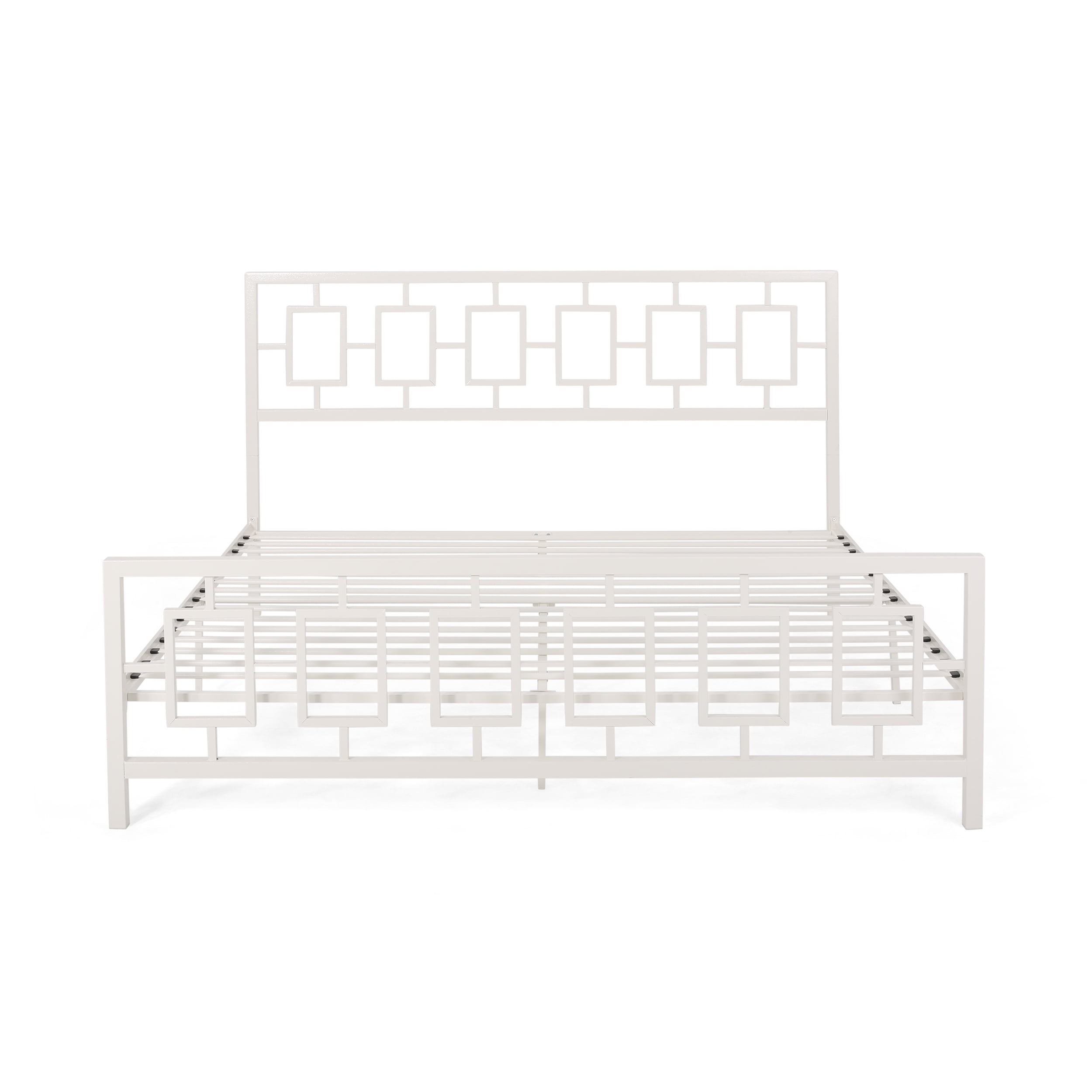 Noble House Krystin Modern King-Size Iron Bed Frame, White