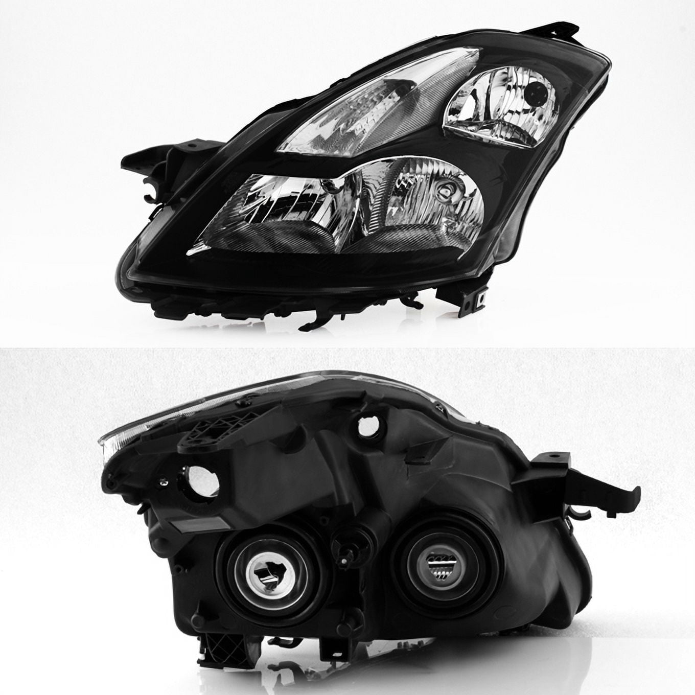 AKKON - Fits 2007 2008 2009 Altima Sedan Driver & Passenger Both Side Halogen Headlights Headlamps Black
