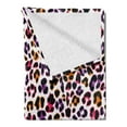 thumbnail image 2 of African Soft Flannel Fleece Throw Blanket, Leopard Skin Motif with Abstract Safari Animal Camouflage Pattern, Cozy Plush for Indoor and Outdoor Use, 70" x 90", Magenta Violet Marigold, by Ambesonne, 2 of 5