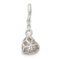 thumbnail image 4 of 925 Sterling Silver Polished Pink Cubic Zirconia Puffed Love Heart 1/2inch Dangle Enhancer Charm 25x9mm Wide Pendant Nec, 4 of 4