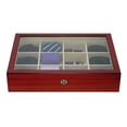 thumbnail image 4 of Tie Display Case for 12 Ties, Belts, and Men's Accessories Black Carbon Fiber Storage Box, 4 of 6