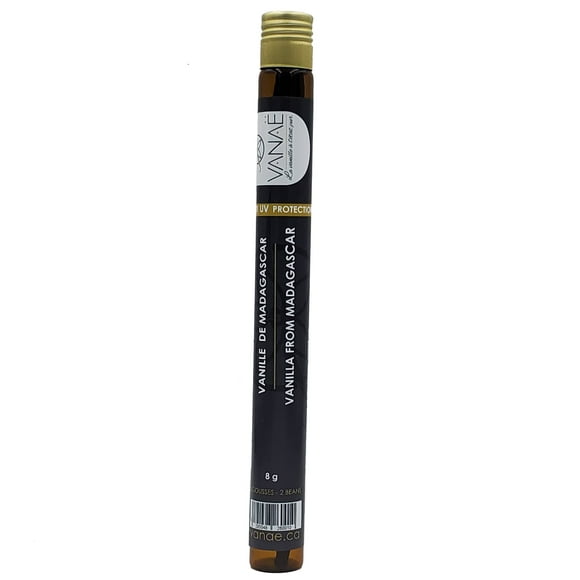 Vanaë | Vanilla Beans from Madagascar - 2 Beans in Glass Tube for Best Conservation - 6-7" - Rich, Moist and Aromatic - Excellent for Baking, Cooking and Homemade Extract