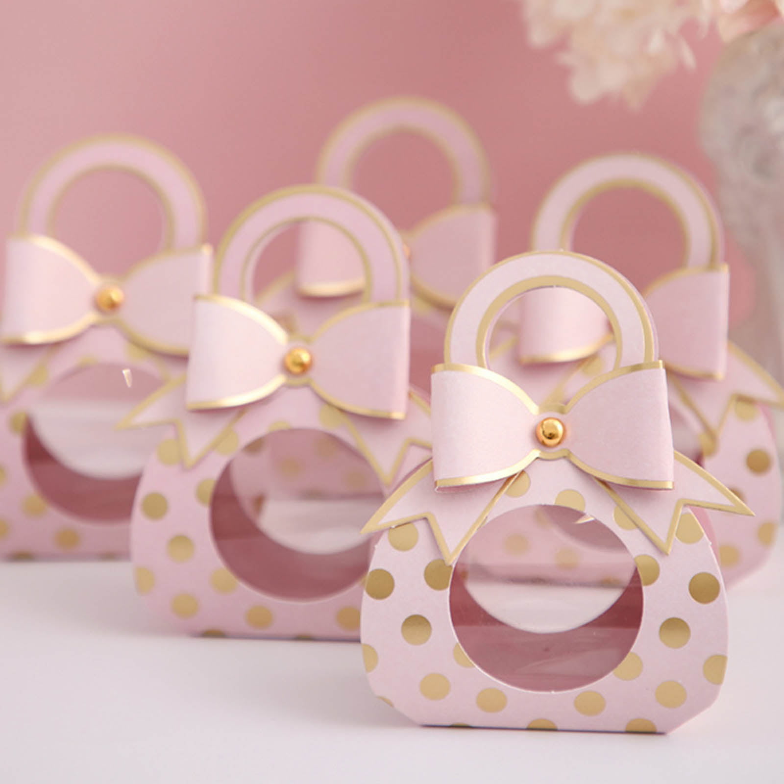 FOUR 6.5x4" Fushia Pink Bridesmaid Dress Wedding Shower Favor Gift Bags 
