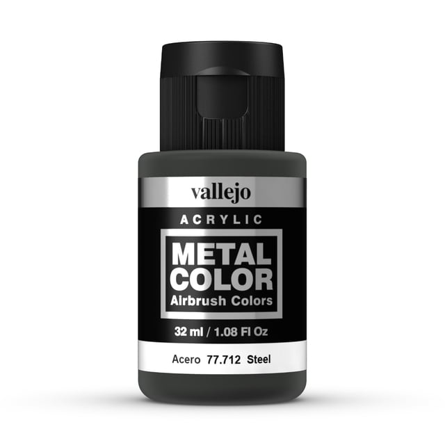 Vallejo 77712 Steel Metal Color Acrylic Airbrush Paint, 32ml Metallic Paint for Military Aircraft & Scale Models