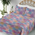 thumbnail image 3 of Ambesonne Floral Design Fitted & Flat Sheet with Shams 4 Pcs Set, Flowers Psychedelic, Full, Violet Deep Sky Blue, 3 of 5
