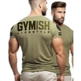 thumbnail image 2 of Gymish Motivational Workout Shirt for Men – Gym T-Shirt, Mens Gym Shirt, Gym Clothes, Fitness Gift for Men, Military Green with Sleeve Logo, Small, 2 of 6