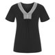 thumbnail image 4 of Blusa informal de manga corta con cuello en V para mujer con encaje sólido informal Fridja  hjk4295, 4 of 5