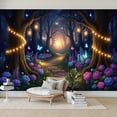 thumbnail image 7 of Wallpaper Magical Forest Glowing Lanterns Butterflies Colorful Peel and Stick Wall Murals 100"H x 144"W Removable PVC Wall Paper Self-Adhesive Wall Paintings Art Decor for Bedroom Living Room, 7 of 7