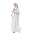 thumbnail image 3 of RXMEKW Ensemble de Robe Musulmane avec Châle pour Filles Manches Longues Col Rond Robe à Volants Tenue 2 Pcs Rose, 3 of 8