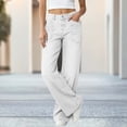 thumbnail image 2 of Denim Pants for Women High Waisted Straight Leg Jeans Fashion Casual Solid Stretchy Loose Fitted Denim Pants Trousers with Double Pockets, 2 of 8