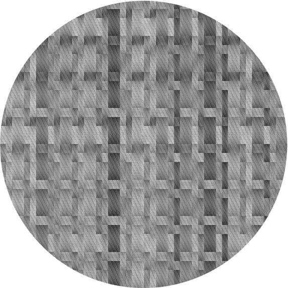 Ahgly Company Indoor Round Patterned Dark Gray Area Rugs, 5' Round