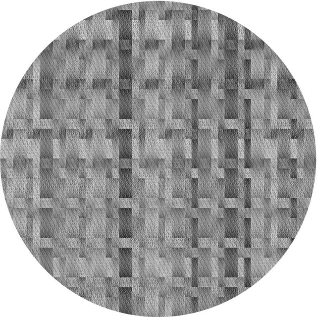 Ahgly Company Tapis d'Intérieur Ronds Transitionnels Gris Foncé Lavables à la Machine, 7 Pieds Rond