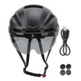 thumbnail image 1 of Casque de vélo CJD XXL pour adulte, avec éclairage arrière rechargeable par USB, lunettes magnétiques détachables, pour hommes et femmes, noir, 1 of 4