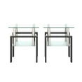 thumbnail image 5 of Modern Tempered Glass Side Table, Square End Table Coffee Table with Metal Legs and Open Shelf for Living Room Bedroom, Transparent 2-Piece, 5 of 7