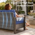thumbnail image 3 of Unnifurnzi 3 Seater Patio Wicker Sofa-All Weather High Back Outdoor Rattan Couch with Outdoor Ottomans Patio Sofa Set for Porch Garden Backyard Poolside-Gray/Blue, 3 of 7