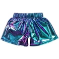 thumbnail image 3 of YONGHS Girls Shiny Metallic Shorts Hot Pants Disco Dance  Party Performance Costumes Blue 3-4, 3 of 7