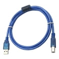 thumbnail image 2 of USB Cable 1.5m Stable Transmission Transparent Blue Copper USB 2.0 A to B Male Printer Data Cord for Office, 2 of 8