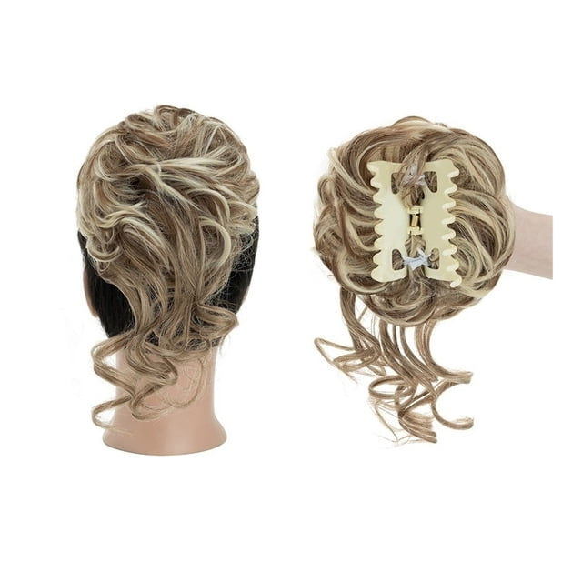 Chignon en Désordre Pièce de Cheveux Pince à Griffes Bouclée Ondulée Synthétique Décoiffée Extensions de Cheveux pour Femmes