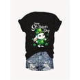 thumbnail image 2 of Women'S St. Patrick'S Day T-Shirt, 100% Polyester Knit Fabric, Casual Crew Neck Short Sleeve Top with Rabbit & Clover Graphic, Regular Length Summer Tee, 2 of 6