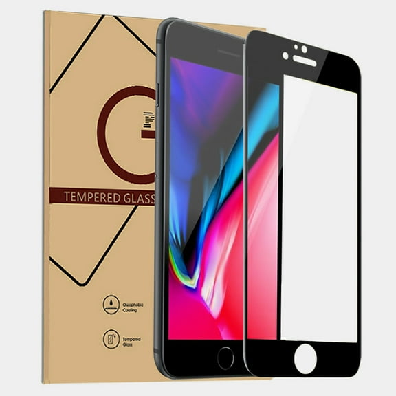 FIEWESEY Protector Tempered Glass Film Friendly Full Edge Anti Fingerprint Anti-Scratch Easy Install Anti-Bubble for Apple iPhone 8 /7 / SE 2020 / SE 2022  (Black)