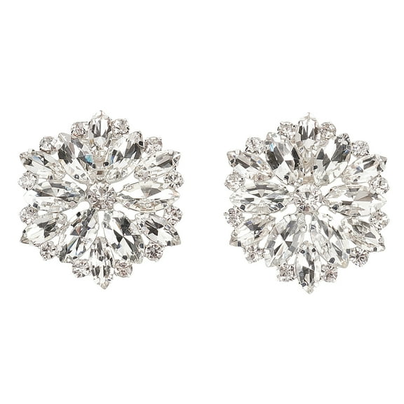 1 Pair 2PCS Crystal Shoe Clips Rhinestone Crystal Shoe Clips Charms Wedding Bridal Shoe Buckles Elegant Rhinestones Flower Clips for Jewelry Shoes Clothing Bags Hats Decor