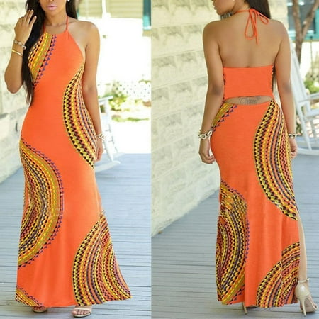 - Women Summer Boho Long Maxi Dress Evening Cocktail Party Beach Dresses Sundress Size S