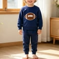 thumbnail image 2 of YDFCWXW Toddler Baby Boy Football Embroidery Sweatshirt Pants 12 18 24 Months 2T 3T Boys Clothes (Navy, 2-3 Years), 2 of 9