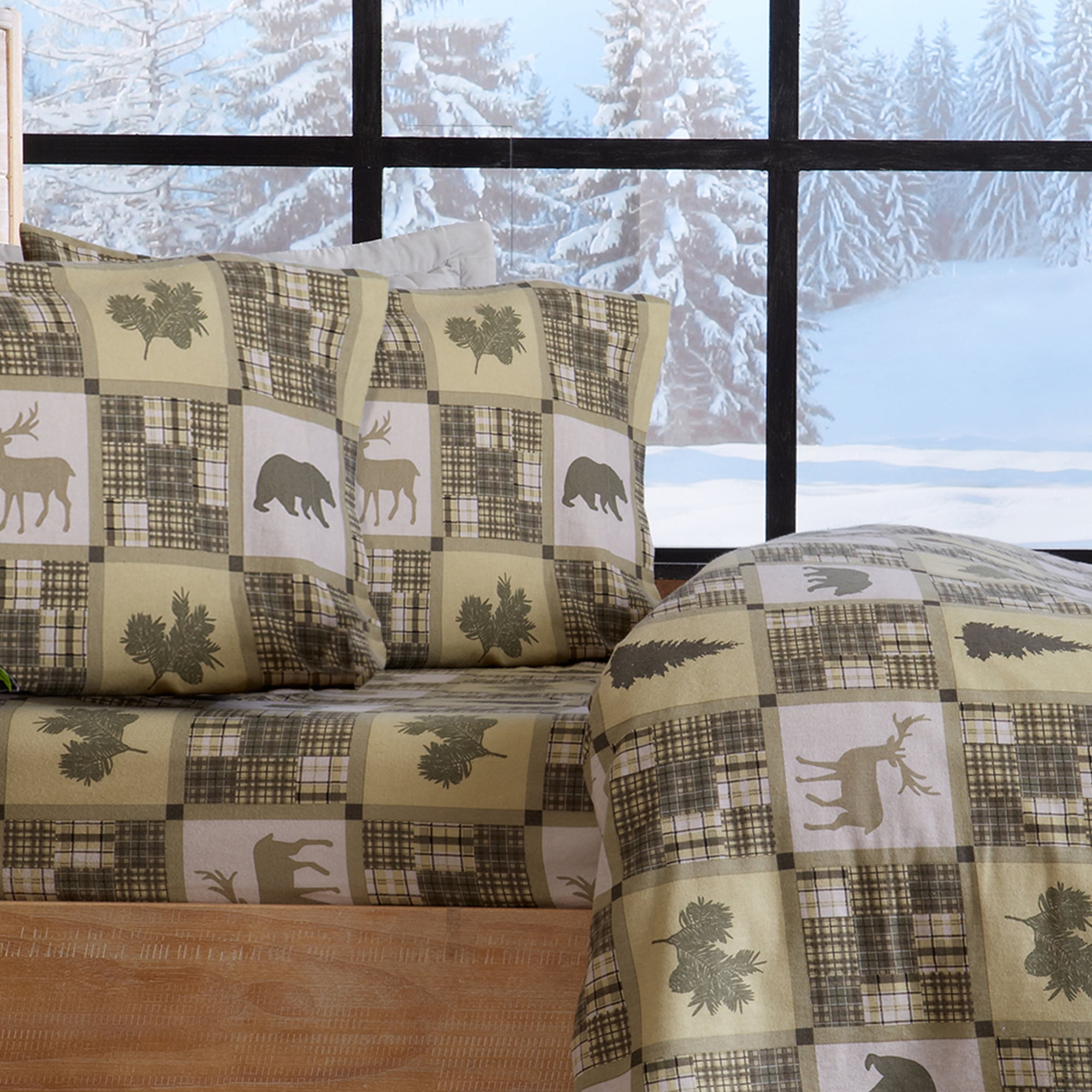 Great Bay Home Turkish Cotton Printed Flannel Sheet Set (Queen