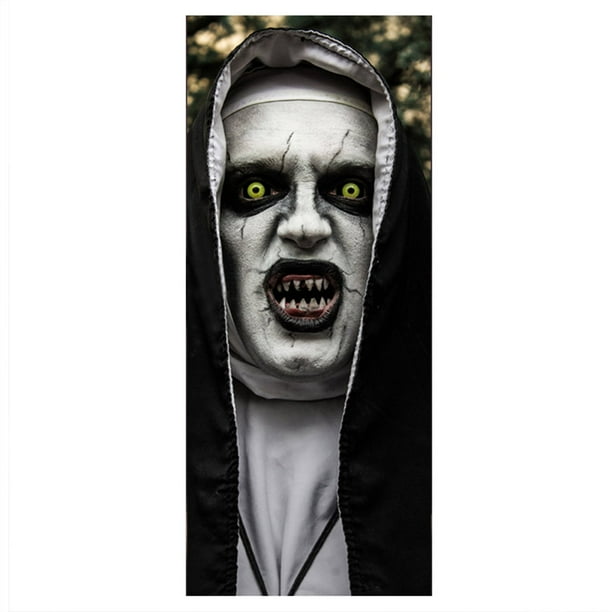 Cubierta de puerta de miedo, pegatinas de puerta de monja 3d extraíbles de Halloween, pegatina de papel tapiz de fantasmas horribles espeluznantes, accesorios de fiesta de Halloween, decoraci