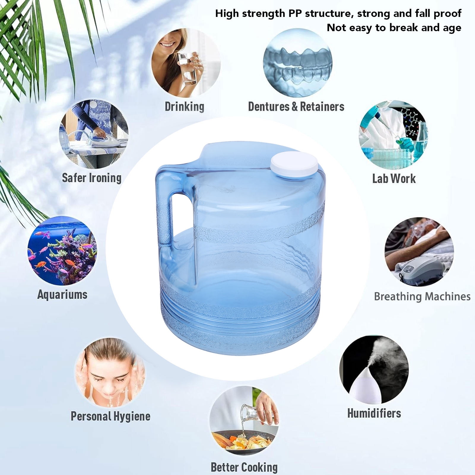 YAHHU 4L Distiller Water Container PP Distilled Water Replacement Collection Bottle for Home Beauty Countertop, 15.75 inches / 40 cm