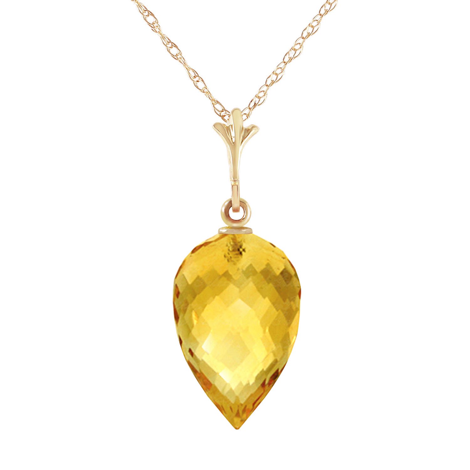 Galaxy Gold 14K Solid Gold 9.5 Carat Natural Citrine Pendant Necklace for Women - Yellow Gold Fine Jewelry