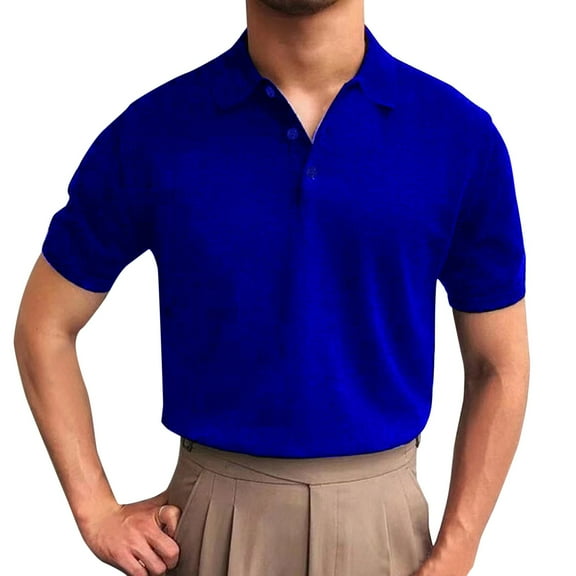 kpoplk Polo Shirts for Men Men’s Short Sleeve Polo Shirts Breathable Golf T Shirt Mens Polo Shirts(4XL,Blue)