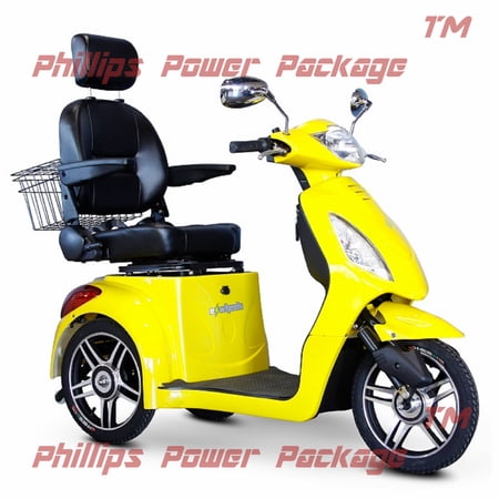 E-Wheels - EW-36 Full-Sized Scooter - 3-Wheel - Yellow - PHILLIPS POWER PACKAGE TM - $500 VALUE