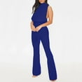 thumbnail image 2 of aidice Jumpsuits for Women Casual Sleeveless High Neck Belt Zip Slim Fitting Office Flare Pants Rompers, 2 of 6
