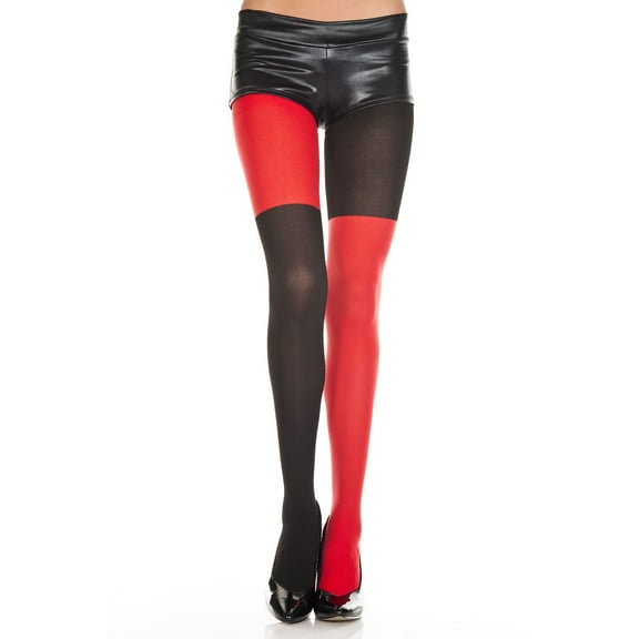 Music Legs Women's Red and black mismatch pantyhose 37318-RED/BLACK