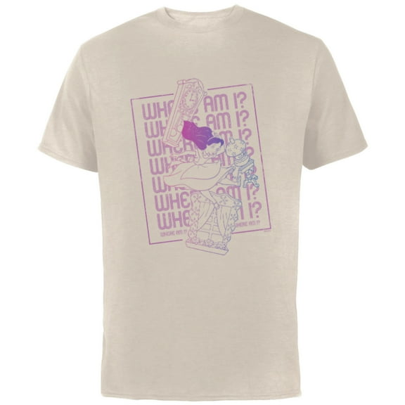 Disney Alice in Wonderland Rabbit Hole Falling Where Am I - Short Sleeve Cotton T-Shirt for Adults - Customized-Natural