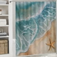 thumbnail image 6 of Orinice Beach Shower Curtain, Blue Ocean Shower Curtain for Bathroom Summer Starfish Waterproof Fabric Shower Curtain Set with Hooks,  60x72, 6 of 7