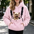 thumbnail image 2 of Eryao Hoodie with Pouch for Pet Women Winter Fuzzy Fleece Animal Carrier Hoodies with Adjustable Strap Kangaroo Pocket Warm Plus Size Pullover Sweatshirts for Small Dog Cat Holder Pink,XXL, 2 of 9