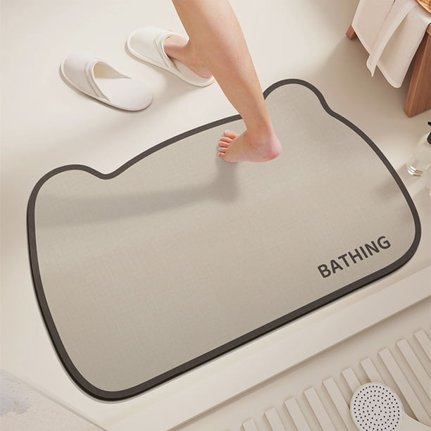 Alfombrilla absorbente de agua para baño | Alfombra de baño de caucho de diatomita antideslizante | Secado rápido, súper absorbente, fácil de limpiar | Caqui moderno | 16x24 pulgadas | Ideal para