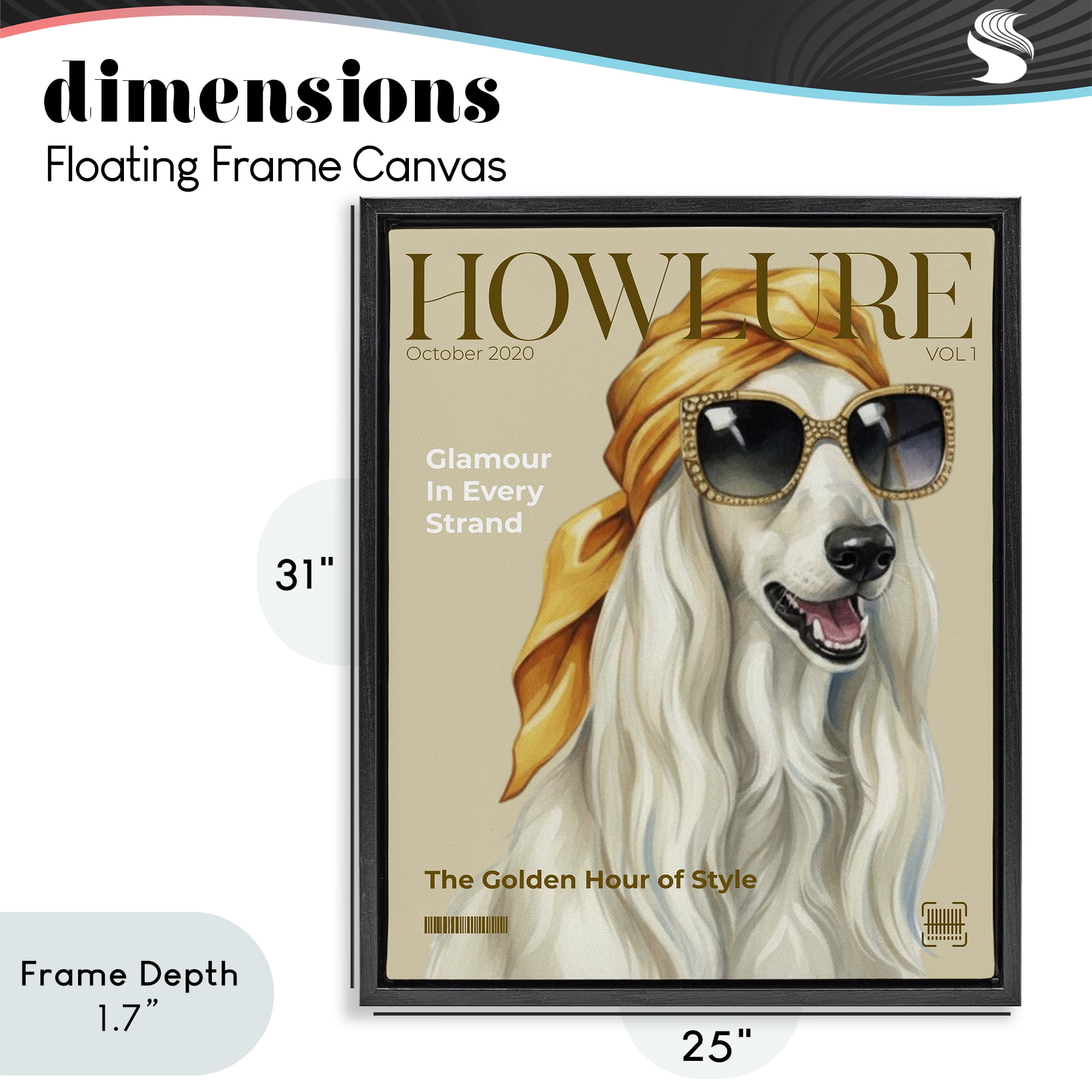Stupell Industries Howlure Dog Fashion Magazine Black Framed Floater Canvas Wall Art, design by A Barefoot Stylist