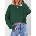 thumbnail image 4 of Women'S Oversized Batwing Sweaters 2025 Fall Outfits Trendy Crewneck Knit Side Slit Fashion Pullover Tops Green L, 4 of 7