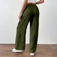thumbnail image 5 of Lumtrix Womens Summer Elastic High Waist Textured Flowy Palazzo Pants Casual Wide Leg Trousers with Pockets Army Green XL, 5 of 5